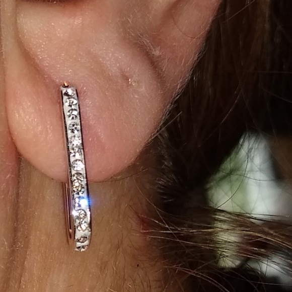 Chrystina Two-Tone Crystal Hoop Earring Set - Picture 3 of 8